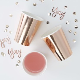 Ginger Ray Rose Gold Foiled Party Paper Cups Tableware - 8 Pack - Pick & Mix - Rose Gold