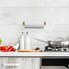 Relaxdays Kitchen Roll Holder Wall, Bamboo Roll Holder for Kitchen,
