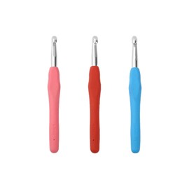 Pack of 3 Crochet Hooks, 8.0 mm and 9.0 mm, 10.0 mm Knitting Needles with Ergonomic Handle for Arthritic Hands, Colourful Handle Crochet Hook for Beginners and Crochet Yarn