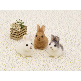 Hamanaka H441-637 Wool Felt Kit, Made with Needle Felt, Baby Animal Rabbit