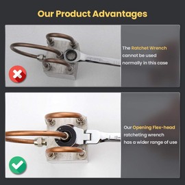 Anbull Ratcheting Combination Wrench with Open Flex head, 6PCS SAE Ratcheting Wrench Set with 180° Flex-head, 72 Gears Cr-V Steel Constructed