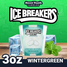 Icebreakers Wintergreen Mint Scented 3oz Candle - 1 Wick Candy Scent Jar Candle