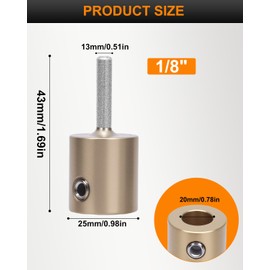 eZAKKA Glass Grinder Bits, Diamond Grinder Bit Head Tools for Stained Glass Supplies and BGrinderits (1/8 Inch)