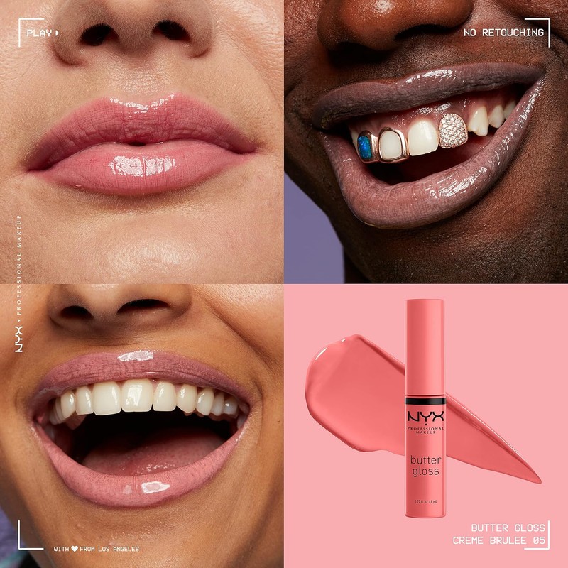 NYX PROFESSIONAL MAKEUP Butter Lip Gloss, 3 Colors, Angel Food