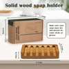 SAMEBUTECO Set of 2 Teak Wood Soap Dishes with Sloped