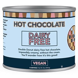 Double Donut Dairy Free Hot Chocolate Mix, Non Dairy Instant Vegan Hot Chocolate Mix, 12 Ounce