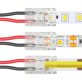 VIPMOON 20-Pack 2Pin LED Strip Connectors for 10mm Waterproof or Non-Waterproof COB/SMD Single Color LED Strip, Gapless Solderless Quick Strip to Wire Connector 5V-36V 5.5A -Without Stripping Wire