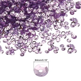MECCANIXITY Loose Sequins 4MM Silver Backed Sequins 3000Pcs Cup Sequins Embroidery Sequins for Jewelry Making Crafts Sewing,Purple Pink