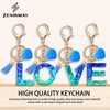 Zesirmay Initial letter Keychains, Sparkly Glitter Letter Keychain with Tassel,Resin