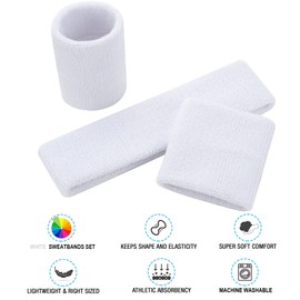 FACATH Striped Sweatband Set Sports Headband Bracelet Set Terry Cloth Wristband Sports Exercise Basketball Wristbands