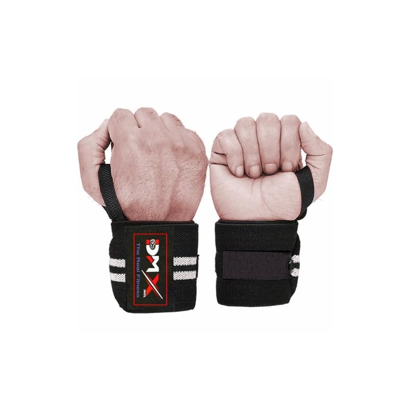 DMX INTL Weightlifting Wrist Wraps with Heavy Duty Thumb Loop