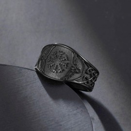 Joliernelle Vegvisir Ring Pirate Compass Ring for Men Stainless Steel Helmet of Awe Rune Ring Norse Viking Valknut Odin Symbol Jewelry, Non-precious metal, No Gemstone