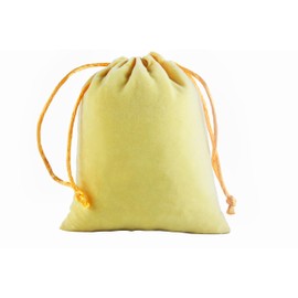 KONMAY Pack of 10 Yellow Soft Velvet Jewellery Bags with Drawstring, 13 x 18 cm Velvet Bag Wedding Party Gift Bags