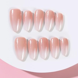 ADAIER Handmade Press On Nails, French Nails,wedding, party,Short Coffin Nails Set for Handmade,Reusable Opaque Nails in 10 Nail Kit for Women(Z-02) (Z19, S)