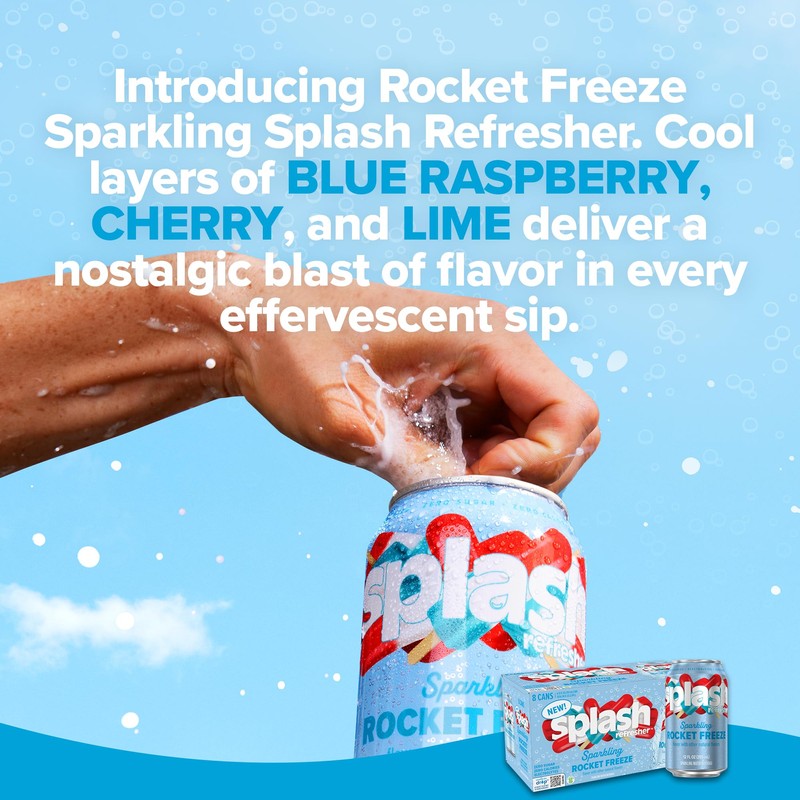 Splash Refresher Sparkling Water, Rocket Freeze - 8-Pack, 12 Fl
