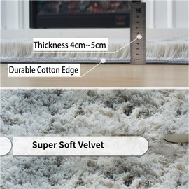 Obundi Fluffy Rug,Long Plush Grey Carpet,Non-Slip Washable Rugs for Bedroom, Living Room, Kidsroom (Light Grey,90×160 cm