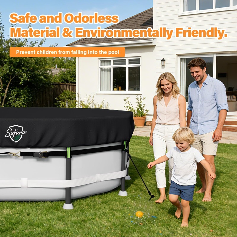 Safana 10FT Round Pool Cover [2026 Super Windproof Rachet Strap