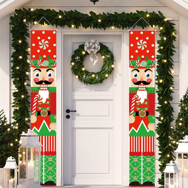 Christmas Nutcracker Door Banners Soldier Nutcracker Porch Signs Holiday Decorations Model Nutcracker Wall Party Supplies Yard (Candy)
