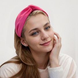 XXFBJNMD 2 Pcs Solid Color Fluorescent Wide Hair Bands Ladies Non-slip Cross Knot Neon Headbands Suitable for Women's Wash, Outdoor, Daily Life Wear.