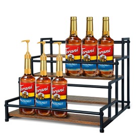 Klxuyuo 4-Tier Coffee Syrup Rack for 20 Bottles (750ml)–Sturdy Coffee Syrup Organizer Holder for Kitchen, Café, Office