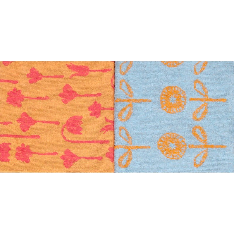 Kosugizen Nordic Flower Mini Bath Towel, Set of 2 Patterns,
