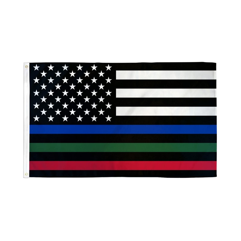 Thin Blue Green Red Flag - 3x5ft Premium Polyester American