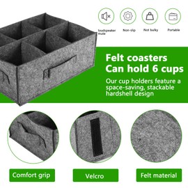 Filz Tassenhalter Camping mit 6 oder 12 Fächern Camping Geschirr Lagerung, Gläserhalter, Becherhalter Wohnmobil Geschirr Aufbewahrung, Filztasche Geschirr Tasche Camping Zubehör