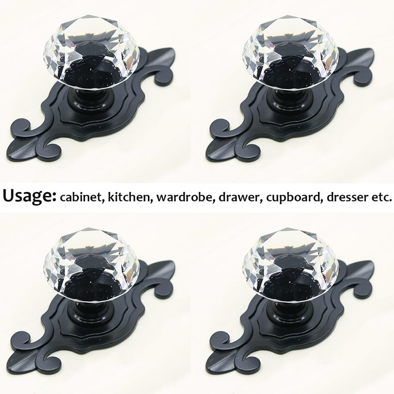 Kelier Crystal Glass Cabinet Knobs, [8 Pack] Elegant Diamond Drawer