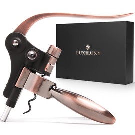 Wine Bottle Opener Corkscrew Set – Luxiluxy [2024 upgraded, does NOT break!] Including Foil Cutter, Bottle Stopper, Opener Stand and Extra Spiral - corkscrews wine opener set- wine opener kit