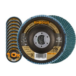 Rhodius Inox Fan Grinding Discs LSZ F3 Diameter 115, 125 mm K40 - K80 for Angle Grinder Abrasive Mop Discs 5 - 10 Pieces, Ø 115 mm, Grain size: 60