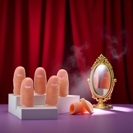 aoukoslt 5Pcs Hard Thumb Tip Finger, Magic Trick Fingers,Fake Magic Tricks Close up Magic Appear Vanish Magic Fake Finger Trick Prop Accessories for Magicians