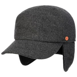 Mayser Premium Ear Warmers Baseball Cap Women / Men - Made in The EU Wool Cap Sports Cap Baseball Caps with Peak, Ear Flaps, Lining Winter Autumn Winter, charcoal, 56