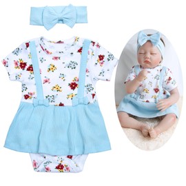 MEDYLOVE Reborn Baby Doll Clothes Outfit Accessories for 17-22 Inch Babydolls Reborn Doll Dress Blue Newborn Baby Clothes with Headband