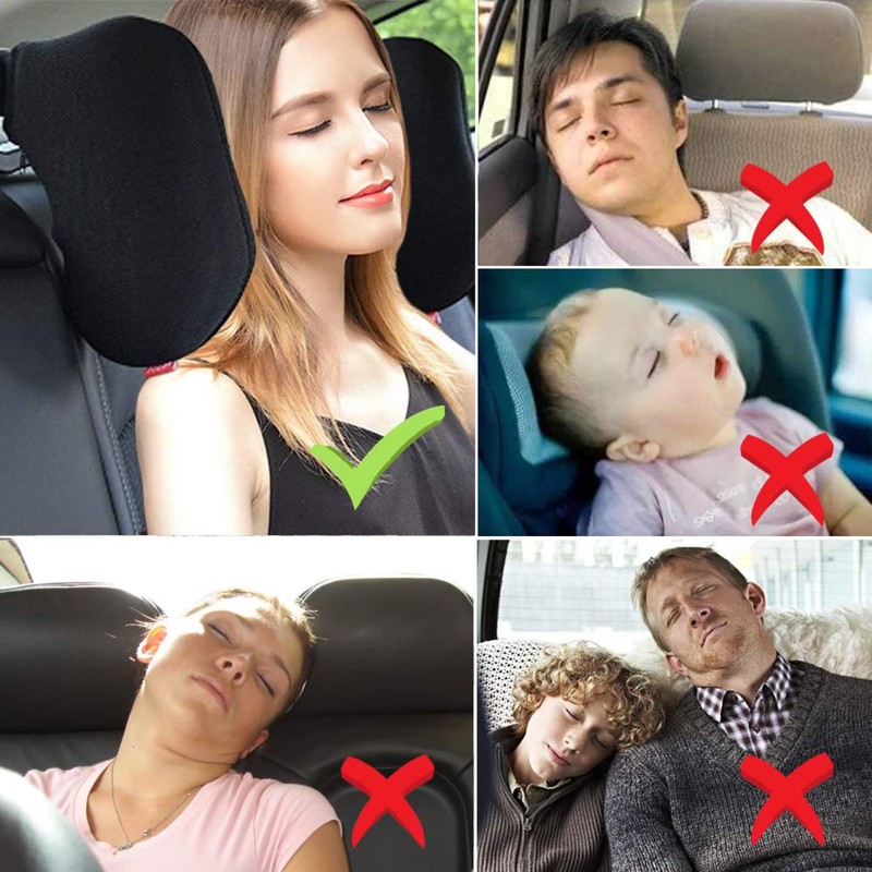 LED ATOMANT Leather Car Headrest Neck Cushion Adjustable Car Seat