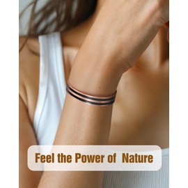 Jecanori Copper Magnetic Bracelets for Women, 99.99% Pure Copper Double Love Lines Bracelet