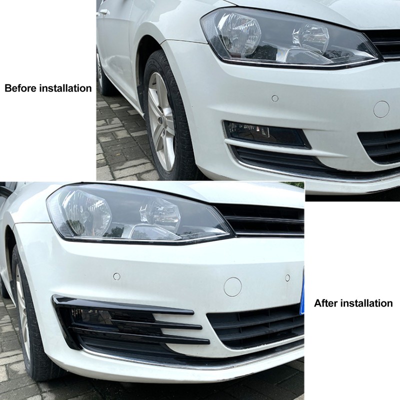 Glossy Black Front Fog Lamp Eyebrow Eyelid Cover Trim Replacement