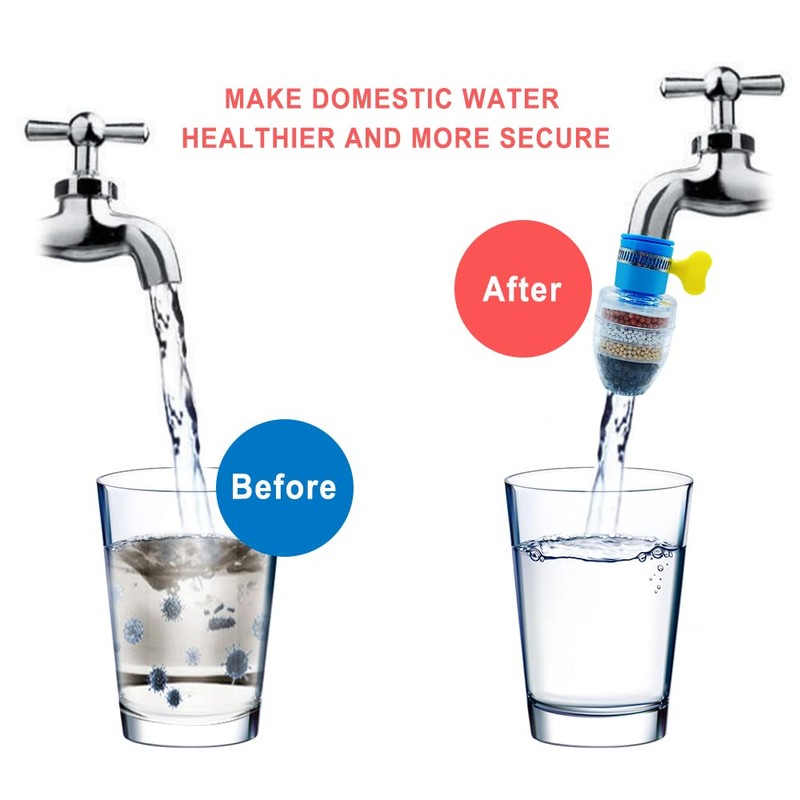 HLIWS Multi-layer Fine Faucet Filter-4 PCS Mini Water Filter Tap,Anti-Spill