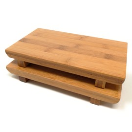 TJ Global Set of 2 Sashimi Sushi Bamboo Serving Geta Plates - Japanese Style Tableware Bamboo Sushi Board Cutting Tray (L8.2" x W4.7")