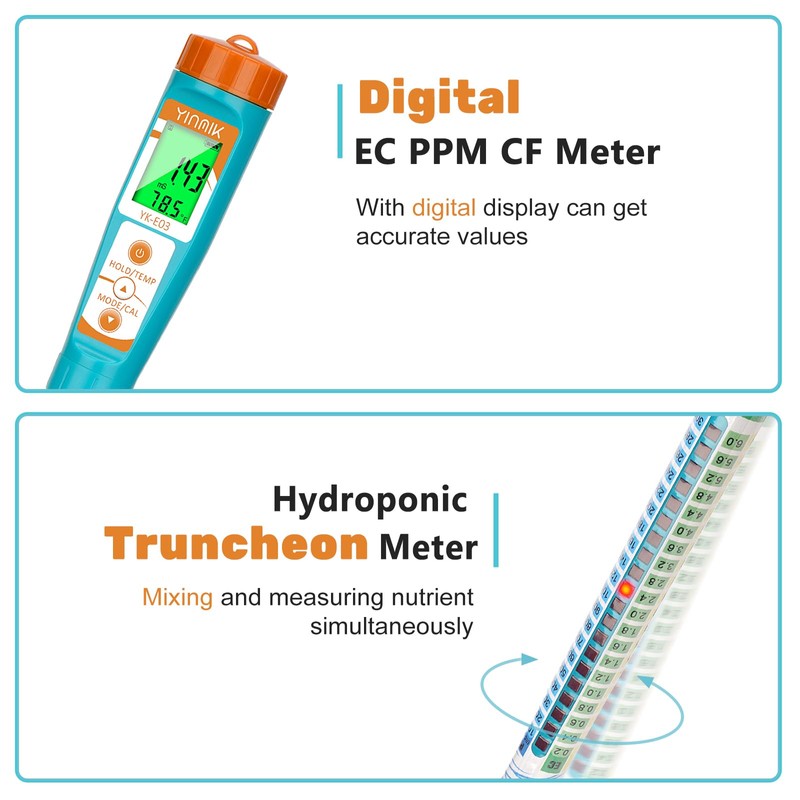 Truncheon EC PPM Nutrient Meter for Hydroponic, Conductivity Tester Stick