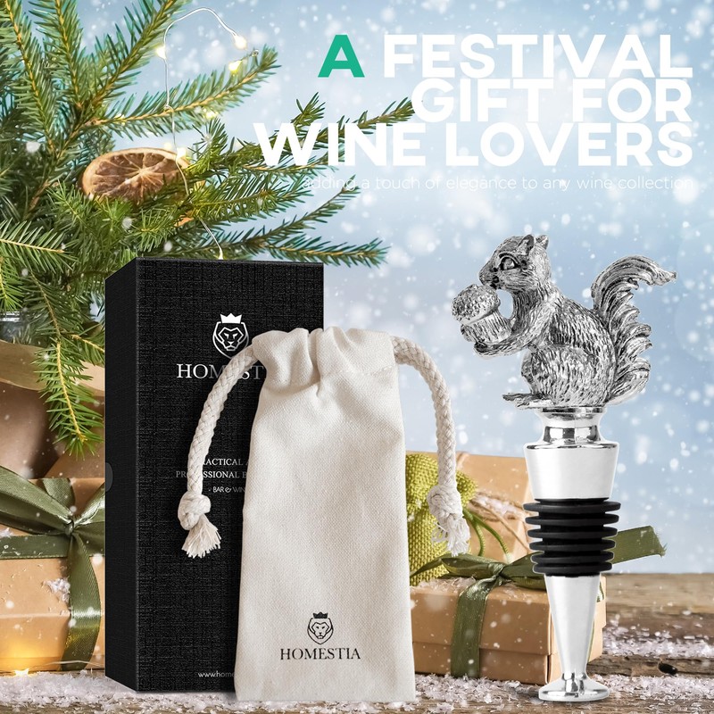 Homestia Squirrel Wine Stopper, Bottle Stopper Wine Saver, Reusable Wine