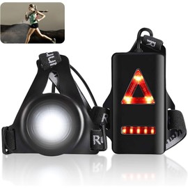 YUNYODA Running Light with Rear Warning Light, USB Sports Running Lamp Jogging with Adjustable Beam Angle, Three Brightness Modes Running Light Jogging for Jogging Camping Hiking Running
