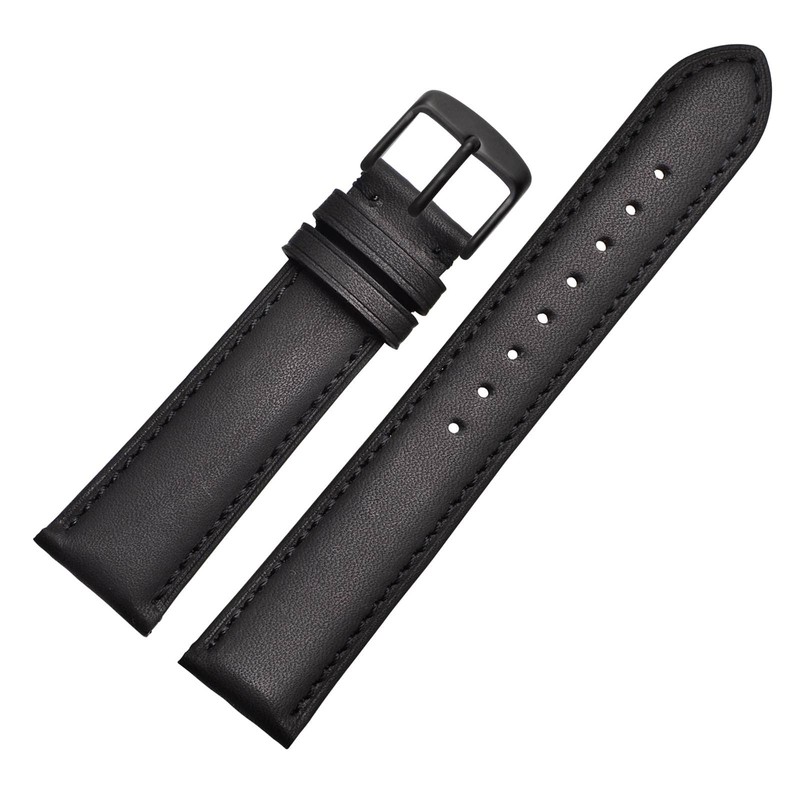 WOCCI 22mm Vintage Leather Watch Straps with Black Buckle, Replacement