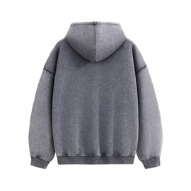 Aelfric Eden Acid Wash Hoodies For Men Women Vintage Y2K Plain Oversized Sweatshirts Casual Comfort Cotton Pullover Hoodie Grey M