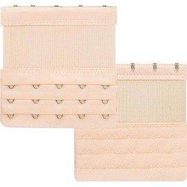 Manifest Solutions 3 PACK Women's Bra Extenders 2 Hook/3 Hook/4 Hook/5 Hook Elastic Stretchy Strap, White/Black/Skin/Combo (skin, 4 hook 3/4 inch spacing)