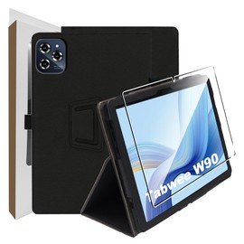 Suttkue for Case Compatible with Tabwee W90, Tablet Protection Bundle with 1 Piece 9H Hardness Anti-Scratch Film, Vertical Stand Function, Protective Case For Tabwee W90, Black
