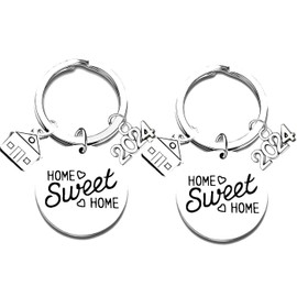 2PCs 2024 New Home Gifts Housewarming Gifts for New Homeowners Key Ring Home Sweet Home Gifts for Couple New House Moving Keyring Presents for Family Friends