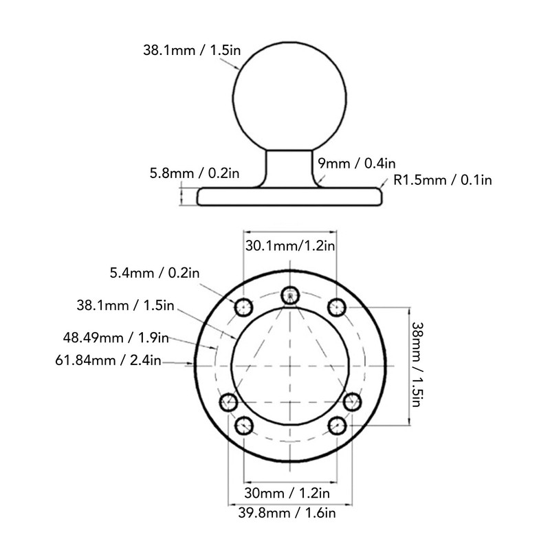 1.5in Ball Mount, Universal Electronic Device Mounting Base with AMPS