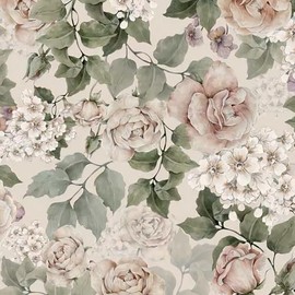 CiCiwind Peel and Stick Wallpaper Vintage Floral Contact Paper Farmhouse Flower Removable Self Adhesive Retro Rustic Wall Paper for Bedroom Bathroom Cabinets 17.3" × 78.7"