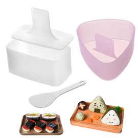 Onigiri Mold, 2 Pack Rice Mold Musubi Maker Kit & 1 Pack White Rice Paddle, Musubi Maker Press for Japanese Home DIY Kid Lunch Bento