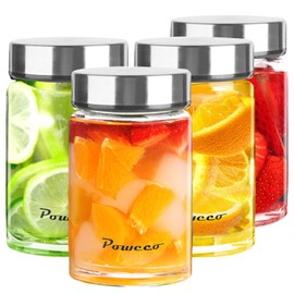 10oz Glass Juice & Water Bottles 4-Pack with Lids- Wide Mouth Reusable Borosilicate Glass- for Juicing, Smoothies, Protein Shakes, Blender & Shaker Bottle- Refillable & Dishwasher Safe(10 oz/300ml)